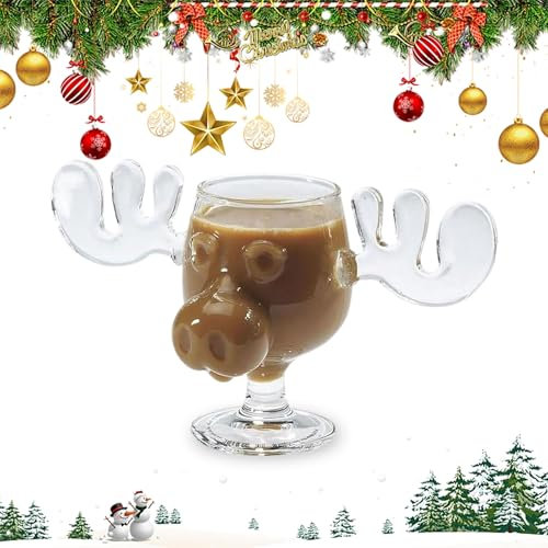 Christmas Eggnog Moose Mug, 240ml Christmas Vacation Acrylic Moose Cup, Xmas Vacation Movie Moose Glass, Clear Coffee Mugs Gifts for Family Friends Party (1PC)