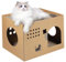 EXHUMKY Vertical Cat House Charming Cactus Pattern Safe Cardboard Design for Indoor and Outdoor Use Space-saving Kitten House for Easy Setup