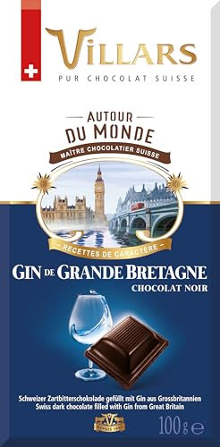 Villars Chocolat au lait suisse rempli de liqueur Gin Herbace Grande Bretagne 100 g