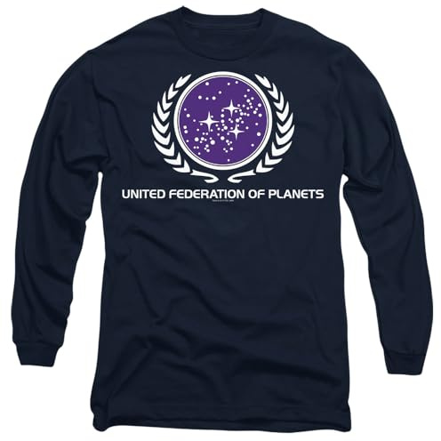 Star Trek United Federation Logo Mens Long Sleeve T Shirt, Navy, Large