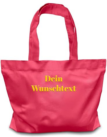 Shopper mit Wunschtext bestickt - Personalisierte Tasche aus Bio-Baumwolle als einzigartige Geschenkidee (Pink)