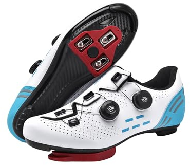Cycling Shoes Mens Road MTB Cycling Shoes SPD-SL Compatible with Peloton Bike Indoor Outdoor Road Bike Riding Shoes Men's & Women's Black (White Moon-Road-Delta,9)