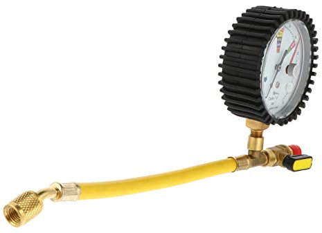 TOPPERFUN Klimaanlagen Manometer für Kälteanlagen Stickstoffdruckprüfer mit Austauschbarem Kopf zur Druckanzeige bei Klimaanlagen und Heizungen Einfach zu Bedienen und Zuverlässig