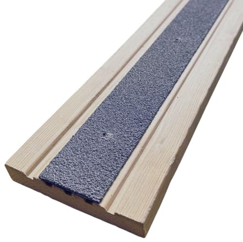 Non Slip Decking Strips – Anti Slip GRP Tread for Garden, Ramp, Stair & Patio – Anti Skid Safety Strips for Wood & Composite Decking for Outdoor Steps – Grey 500mm x 50mm - Slips Away