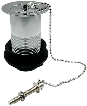 PlumbEZ Unslotted Sink Waste with Plug and Chain Chrome - Stainless-Steel Pop Up Basin Waste, 1.1/4 Inch, 32mm for Bathroom Sinks with Plug and Ball Chain - Unslotted