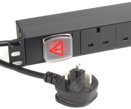 kenable PDU Power Distribution Unit 4 Way UK Sockets 19 Inch Rack Mount 1U Horizontal Switched 13A with 3m Cable