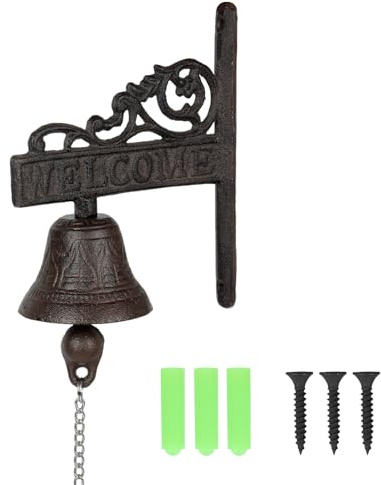 Türglocke Gusseisen antik, Rustikale Wandglocke im Landhausstil, Bauernhaus Outdoor Türklingel, Innen Dekorative Wand Montiert Antike Dekorative Uhr, Haustür Wandglocke für Garten und Haustür (C)