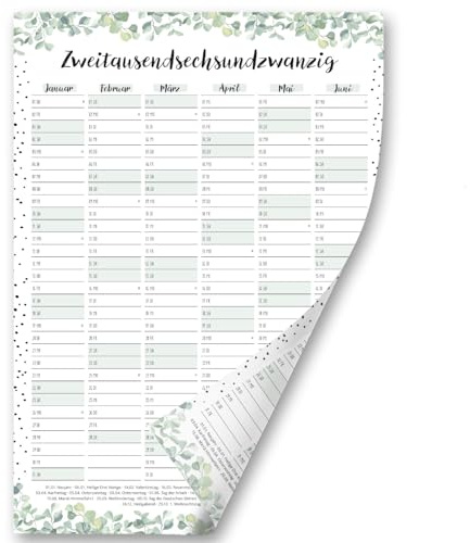 Timr Wandkalender 2026 Motiv Eukalyptus Dots - DIN A2 Kalender 12 Monate I tr400