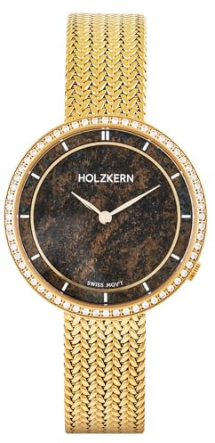 HOLZKERN Damenuhr Coralline Bronzit/Goldfarben mit 2 Bändern 9010631022327 | elegante Armbanduhr für Frauen,