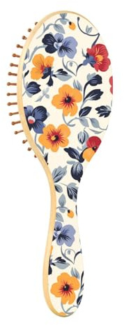 Pansy Country Style Valentines Wood Paddle Hair Brush Wood Hair Brushes For Women cepillo para el cabello de mujer
