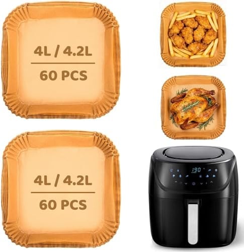 120 Stück Airfryer Backpapier für Russell Hobbs Heißluftfritteuse 4L/4,3L | 18x18cm Heißluftfritteuse Backpapier für Airfryer Russell Hobbs 4,3L, Air Fryer Baking Paper für Russel Hobbs Zubehör