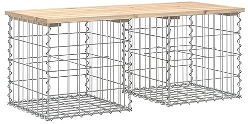 Tomostar Banc de Jardin, Banquette de Jardin Banc d'extérieur Design de Gabion 103x44x42 cm Bois Massif de pin