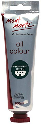 MONT MARTE Premium Oil Paint, 100ml (3.4oz), Permanent Green, Good Coverage, Excellent Tinting Strength