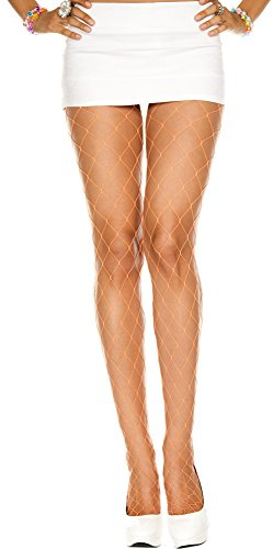 Music Legs Diamond Net Spandex Pantyhose, Beige
