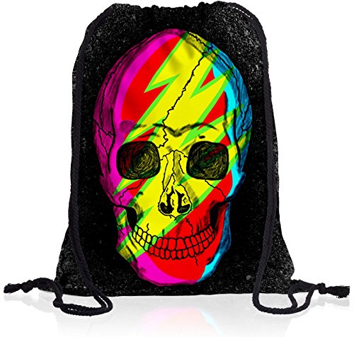 style3 Rockstar Skull Totenkopf Rucksack Tasche Turnbeutel Sport Jute Beutel