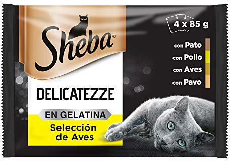 Sheba Delicatezze Nassfutter für Katzen, Vogelauswahl in Gelee, Fisch, Multipack (13 Boxen x 4 Beutel x 85 g)