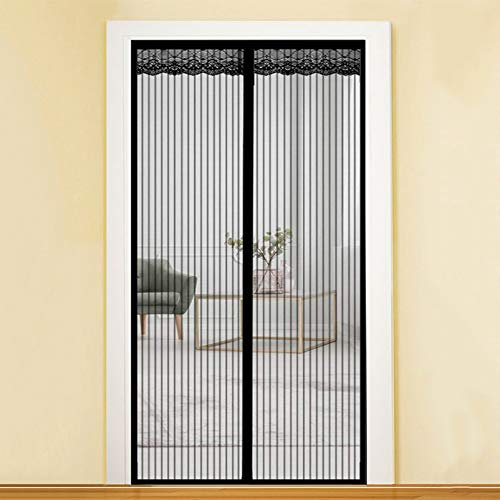 GUOGAI Zanzariera Magnetica Finestra 70x215cm(28x85inch) Zanzariere a Rullo Chiusura Automatica Totalmente Magnetica per Ingresso,Porte, Cortili, Nero