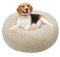 TAMOWA Hundebett, Haustierbett Rund aus Plüsch, Katzenbett flauschig, Welpen Kissen, Tragbare Warme Weiche Bequeme Hundesofa, Donut Kissen für Katzen und kleine Hunde, 80CM, Beige