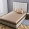 Damier Spannbettlaken 160x200cm Beige Satin Seide Glänzend Bettlaken Hochwertiges Deluxe Unifarben Spannbetttuch, geeignet für Matratzen bis 30cm