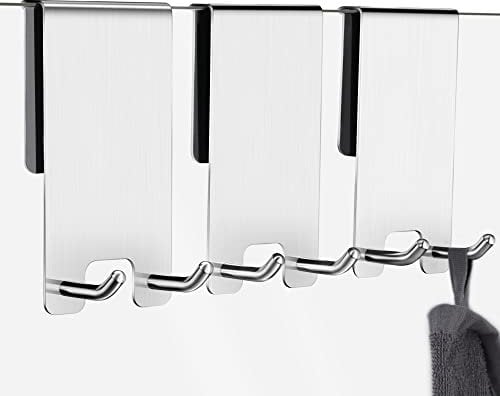 Kegii Bademantel-Handtuchhaken Duschhaken 3 Stück - Haken für Duschwand, Edelstahl Handtuchhalter ohne Bohren zum Einhängen die Glasduschtür, Silber