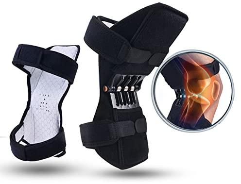 SOLBUM Lot de 2 genouillères avec 3 Ressorts puissants, genouillères stabilisatrices de Genou pour Hommes/Femmes Jambes Faibles, arthrite, Douleur aux déchirures du ménisque, Fitness et Sport,Black