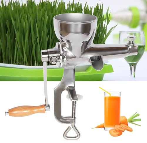 KEESUNG Manuelle Weizengras Entsafter, Edelstahl Saftpresse Graspresse Handpresse Obst Gemüse Entsafter Klein Obst Gemüse Entsafter für Weizengras, Sellerie, Grünkohl, Spinat, Petersilie, Granatapfel