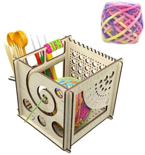 All-in-One Wooden Yarn Bowl,Crochet Bag Organizer,Wooden Yarn Bowl,Crochet Yarn Bowl,Yarn Storage Organizer,Knitting Bag Yarn Storage for Knitters Great Gift for Crochet Lovers.