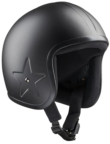Casco Moto Aperto BANDIT Jet SKY3 Nero Opaco Lunetta Centrale Stella Laterale Rilievo Custom Biker Style Dull Black Open Helmet SKY3