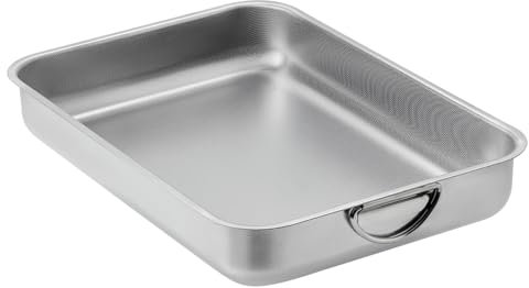 ROSSETTO Bandeja de Horno Mejorado de Acero Inoxidable con Asa Plato rectangular para lasaña Textura de panal (25cm)
