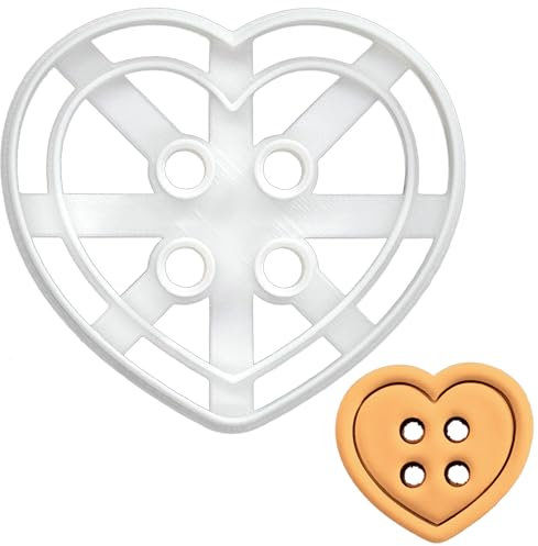 BAKERLOGY Emporte-pièce Bouton Grand Coeur - Conception détaillée d'emporte-pièces pour la pâtisserie et l'artisanat, adaptée au fondant, à la pâte, à l'argile