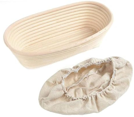 Cesta Fermentación Ovalada,Banetones Para Pan - Ban neton Para Hacer Pan Casero Ovalado - Bann eton Para Pan Con Tela De Lino Para Ma sa Pan -Regalos De Mas a Para Panaderos,Suministros Para Hacer Pan