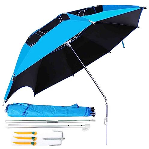 YXZYFPP 8 Fuß, Angelschirm, großer Angelschirm, dreifach, tragbar, universell, Sonnenschutz, Anti-Sturm, Regenschutz, Stecker, Angelschirm (B 7 ft)