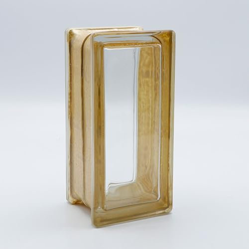 Lot de 10 briques design en verre réfléchissant doré (semi-pierre), 19 x 9 x 8 cm