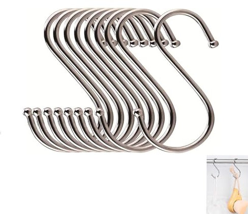 Yeenano Ganci a S,10 Pezzi Ganci a S Cucina in Acciaio Lnox,Ganci Appendiabiti Metallo Resistente Gancio,Acciaio Inox Multifunzionale S Ganci,per Appendere Tazze Adatto per Soggiorno Bagno Giardino