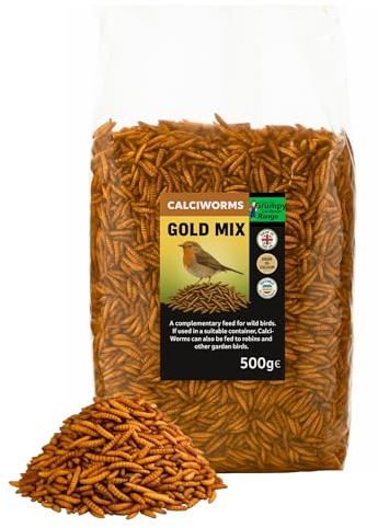 Grumpy Gardener Dried Calciworms - Gold Mix Wild Bird Food, 500 Grams
