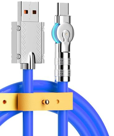 Genérico Câble de charge rapide de type C, câble USB C, 120 W, 6 A, résistance à la flexion, câble USB type C rotatif à 180° pour charge et de données, pour plusieurs appareils