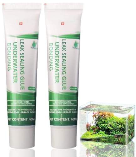 2PCS Aquarium Repair Adhesive, Underwater Aquarium Sealant,Clear Silicone Seal/ant for Fish Tank, Fish Tank Sea/lant,Pond S/ealant,Underwater Waterproof Glue, S/ealant Safe for Aquariums and Ponds
