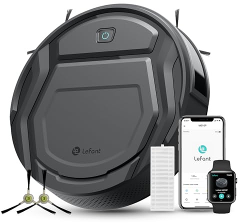 Lefant M210P Robot Aspirapolvere, 2200Pa Potenza, Potenziamento Tappeto, Ultrasottile 7,8cm, Autonomia 120 Minuti, per Tappeti, Ultrasottile 7,8 cm, Ideale per Peli Animali e Pavimenti Duri, Grigio