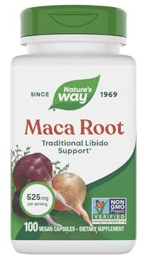 Nature's Way Maca Root, Traditional Libido Support*, 525 mg per Serving, Non-GMO Project Verified, 100 Vegan Capsules (Packaging May Vary)
