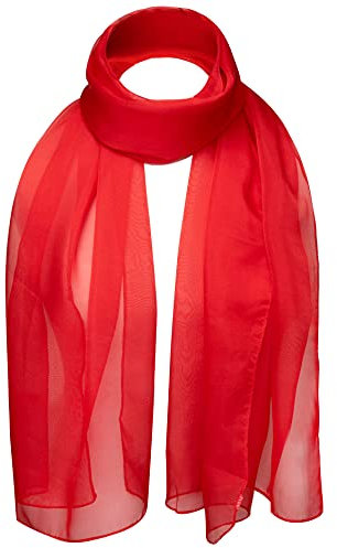 Cloud9Basic Leichter, weicher, klassischer, schlichter Chiffon-Schal aus durchsichtigem, halbopakem Stoff Damen Einheitsgröße Rot