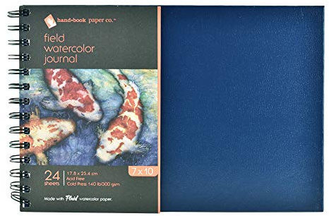 Speedball Art Products Hand 7-Inch-by-10-Inch Field Watercolor Artist Journal Hardcover 24 Sheets Drawing Paper Book, 7 x 10, White