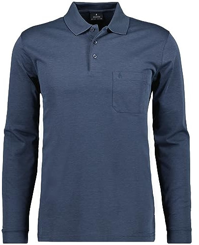 Ragman Herren Softknit-Polo Langarm, Azur, M