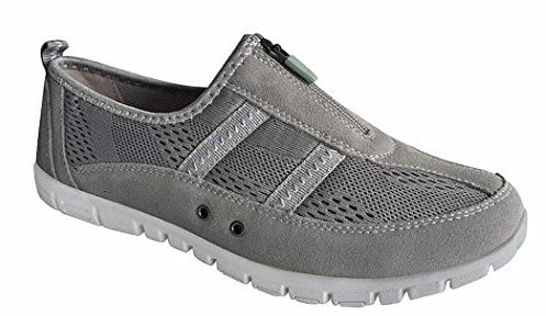 Boulevard Women's Extra Wide Fit Casual Leather Lined Trainers Grey Size 7 (7)