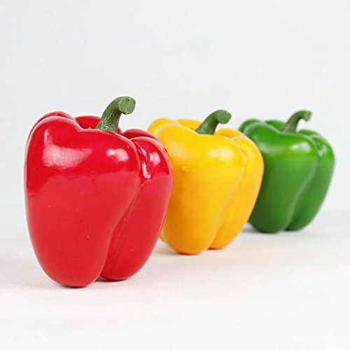 Best Artificial Pack of 3 10cm Weighted Bell Peppers Red Green Yellow Vegetable Fruit Home