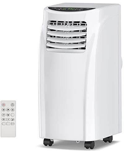 COSTWAY Portable Air Conditioners, 8000 BTU Air Conditioner Unit spaces up to 230 Sq.Ft with Remote Control Dehumidifier Function Window Wall Mount, 4 Caster Wheel, Sleep Mode and 2 Fan Speed
