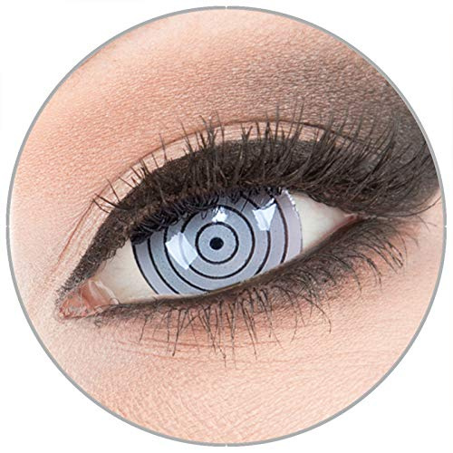 Farbige 'Rinnegan Eye' 17 mm Mini Sclera Kontaktlinsen von 'Evil Lens' zu Fasching Karneval Halloween 1 Paar graue Crazy Fun Kontaktlinsen mit Behälter in Topqualität ohne Stärke