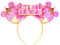 CLGIFT Birthday Neon Pink Minnie Mouse Ears Headband Sequins Bow Silver gold blue minnie ears Rainbow Sparkle Mouse EarsClassic Red Sequin Minnie Ears (Birthday Pink)