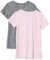 Amazon Essentials T-shirt Stretch et Quick Dry, Col Rond et Manches Courtes (Disponible en Grande Taille) Femme, Lot de 2, Gris Teinture Spatiale/Rose Clair, S