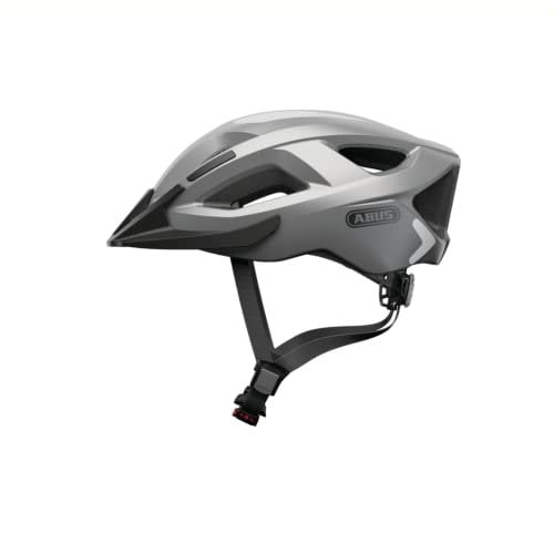 ABUS Stadthelm Aduro 2.0 - Allround-Fahrradhelm mit Licht - in sportivem Design für den Stadtverkehr - für Damen und Herren - Silber, Größe M