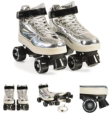 Byox Rollschuhe Silver PVC-Räder Sohle mit Licht Lager 608ZB Verschiedene Größen, Größen:Gr. 35-36